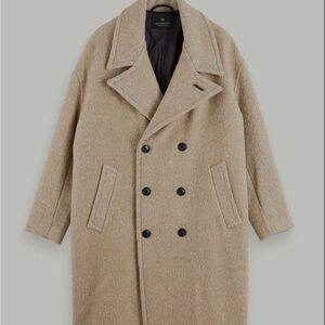 Scotch & Soda Men's Beige Double-Breasted Pea Coat